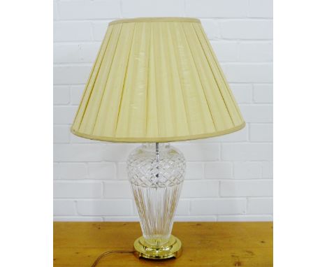 Cut glass table lamp base and shade, 70cm 