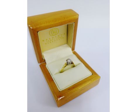 18 carat gold diamond solitaire ring, UK ring size P