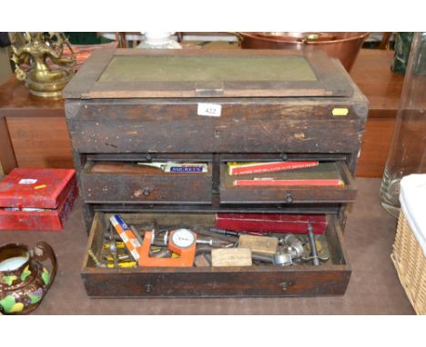 A table top tool chest and contents of various tools 