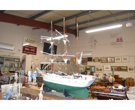 A large model of a three masted sailed ship
