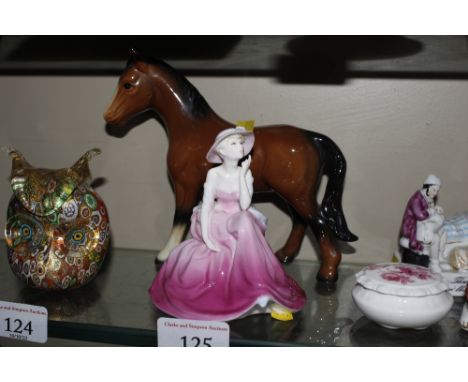 A Coalport "In Love" figurine; and a china model of a foal