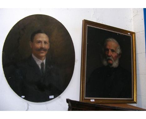 An oval portrait of gentleman with moustache, together with one other