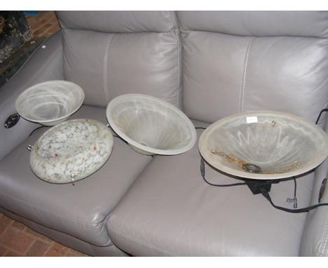 Four mid century glass ceiling light shades  