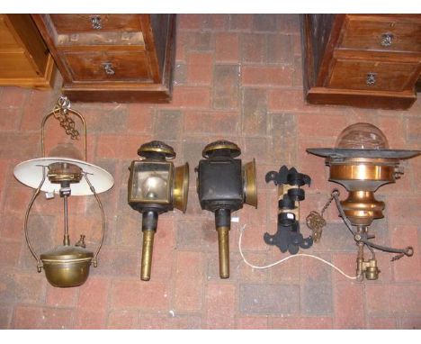 A selection of vintage lighting, coach lamps 