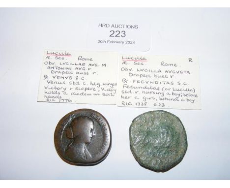 Two Roman Sestertius coins of Lucilla (Died circa AD182) - Rome Mint 