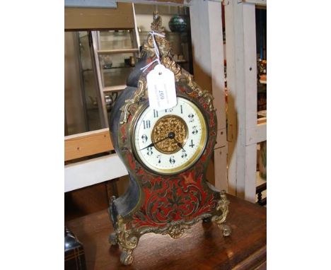 A French Boulle work mantel clock - 29cm high 