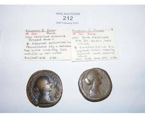 Two Roman Sestertius coins of Faustina Junior - Rome Mint 