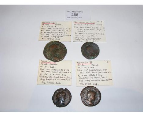 One Roman Sestertius, one Dupondius and two AS coins of Gordian III (AD238-244) - Rome Mint 