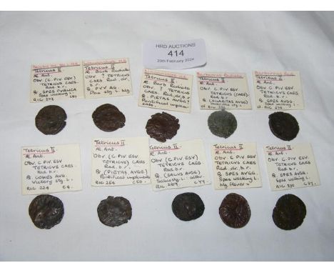 Ten various Roman Imperial Antoninianus bronze and other coins of Tetricus II (AD270-273)