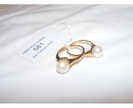 A 9ct pearl dress ring and one other - sizes approx. M and N