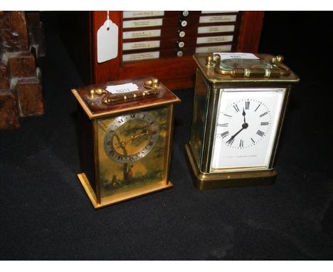 A brass cased carriage clock together with a bedside clock
