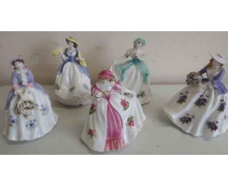 Collection of twelve Royal Worcester figurines celebrating the beauty of flowers, "Sweet Peony", "Sweet Daisy", "Sweet Pansy"
