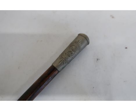 C.WWI Army Officers swagger cane with white metal crested tip 
