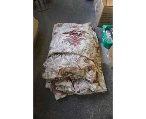 A Pair of Floral Decorated Fabric Curtains, Approximately 330cm long, (2)