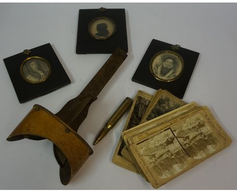 A Mixed Lot of 19th century and Later Collectables, to include an ebonised frame silhouette, circa early 19th century, a Vict