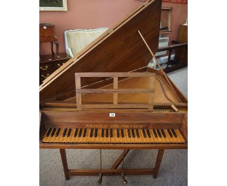 Eugene Arnold Dolmetsch (French 1858-1940) A Vintage Wing Shaped Spinet Harpischord, no 528, 54cm high, 104cm wide Condition 