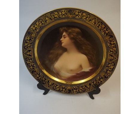 A Fine Vienna Porcelain Cabinet Plate, circa late 19th century, Possibly by B Wagner, signed indistinctly to lower left, deco