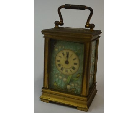 A Miniature French Gilt Metal and Enamel Carriage Clock, circa early 20th century, Inscribed Henry Capt Geneve, Gallopin & Ci