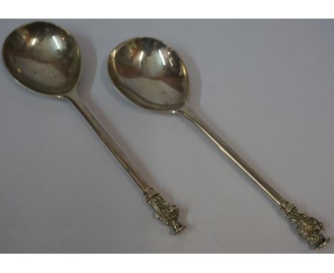 A Pair of Edward VII Silver Apostle Spoons, Hallmarks for William Lister &amp; Sons, London 1908, 20cm long, approximately 4o