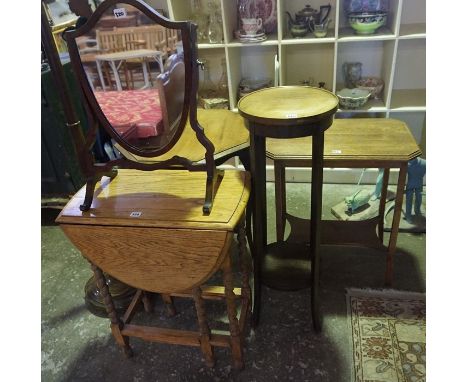 A Mixed Lot of Occasional Furniture, to include an oak gateleg table, two occasional tables, floor lamp, dressing mirror and 