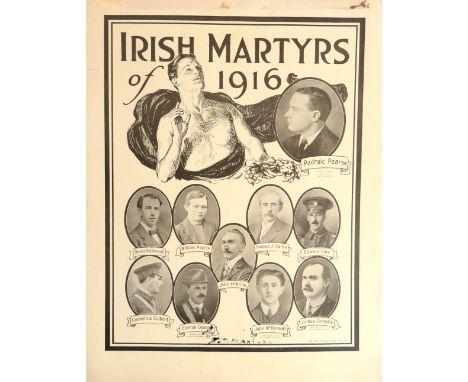 1916 Broadside:&nbsp;An unusual American Publication printed Poster commemorating&nbsp;Irish Martyrs of 1916, with sm. oval p