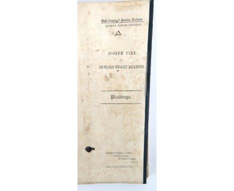 The 'Cork Card Case'  Pike (Joseph) &amp; Beamish (Richard Pigott)  Cheating at Cards, Three large documents (printed, with m