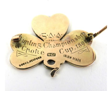 All-Ireland &amp; Croke Cup Hurling Champions, 1898  Medal: G.A.A. [Hurling 1898] A 9ct gold shamrock shaped Medal, the obver