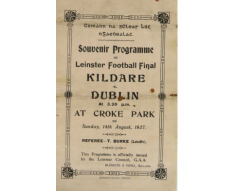 1927 Leinster Football Final  Programme: G.A.A. [Football 1927] Official / Souvenir Programme. Leinster Football Final, Kilda