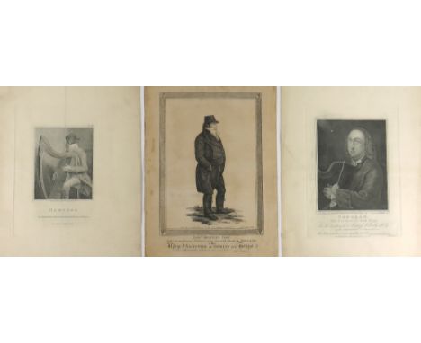 Irish Musical Interest: A group of three Irish Harpers Portrait Engraving, to include: * Carolan - The Celebrated Irish Bard,