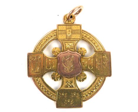 1927 G.A.A. International&nbsp;Hurling Championship  Medal: G.A.A. (Hurling 1927)&nbsp;A rare 9ct gold Celtic Cross, the obve