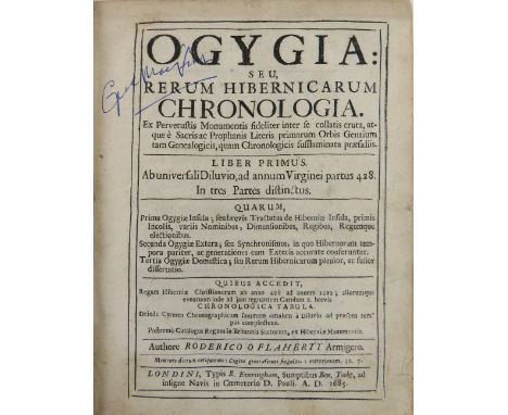 O'Flaherty (Roderick)&nbsp;Ogygia: Seu Rerum Hibernicarum Chronologia, 4to Lond. (R. Everingham) 1685.&nbsp;First Edn., Title