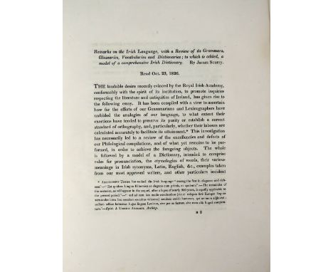 Scurry (James)&nbsp;Remarks on the Irish&nbsp;Language, with a Review of its Grammars, Glossaries, Vocabularies and Dictionar