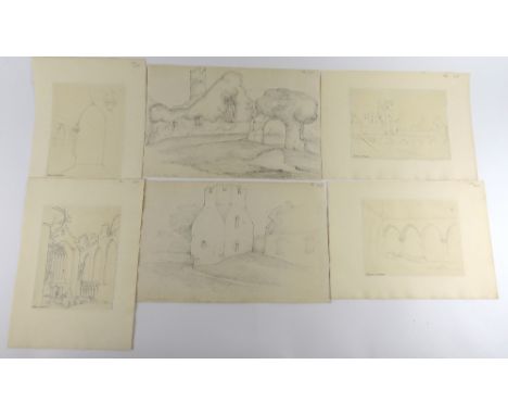 19th Century Irish School  Co. Limerick: A group of 6 original Pencil Sketch Archaeological Views of the Limerick Area, inclu