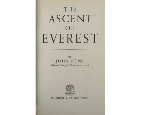 In Fine Binding Hunt (John)&nbsp;The Ascent of Everest, 8vo London 1953.&nbsp;First Edn., Hf. title, cold. frontis, plates an