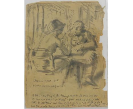 Original Drawing  Orpen (Sir Wm.)&nbsp;Charlies Barr, 1928, An original pencil Sketch, showing an interior, with a Lady and G