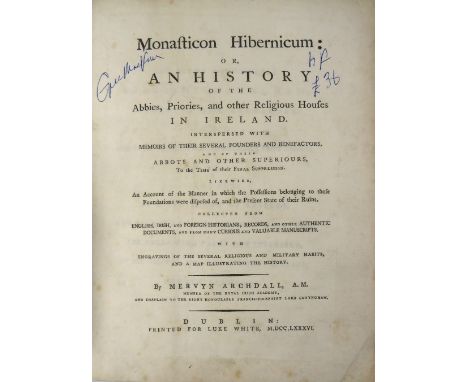 Archdall (Mervyn)&nbsp;Monasticon Hibernicum; Or An History of the Abbies, Priories and other Religious Houses in Ireland. Lg