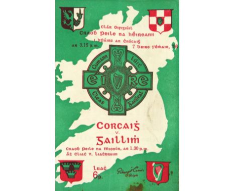 1956 All-Ireland Football Final  Programme: G.A.A. (Football 1956) Clar Oifigiuil Craobh Peile na hEireann Cork v. Galway, Cr