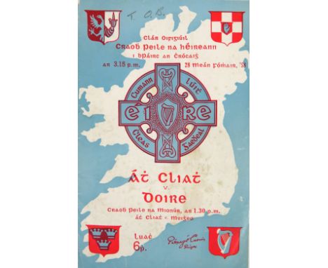 1958 All-Ireland Football Final  Programme: G.A.A. (Football 1958), Clar Oifigiuil Craobh Peile na hEireann, Croke Park, Dubl