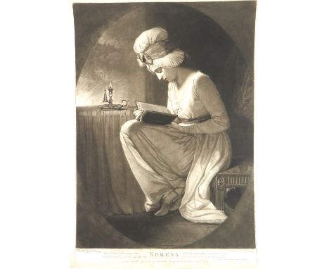 After George Romney (1734-1802)  Sepia Print:&nbsp;Serena, [possibly Charlotte Sargent, (nee Betterworth)] engraved by J.R. S
