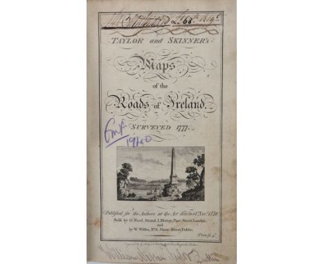 Taylor (Geo.) &amp; Skinner (A.)&nbsp;Maps of the Roads of Ireland Surveyed 1777. roy 8vo Lond. &amp; Dublin 1778.&nbsp;First