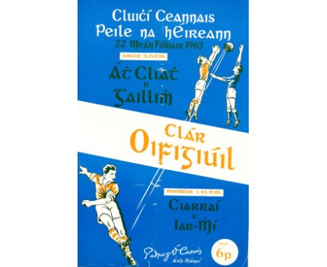 1963 All-Ireland Football Final  Programme: G.A.A. (Football 1963) Clar Oifigiuil - Dublin v. Galway, Croke Park, 22.9.63, 8v