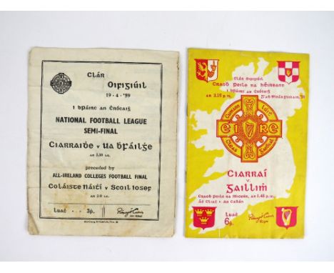 1959 All-Ireland Football Final  Programmes: G.A.A. [Football 1959] Official Programme, All-Ireland Football, Kerry v Galway 