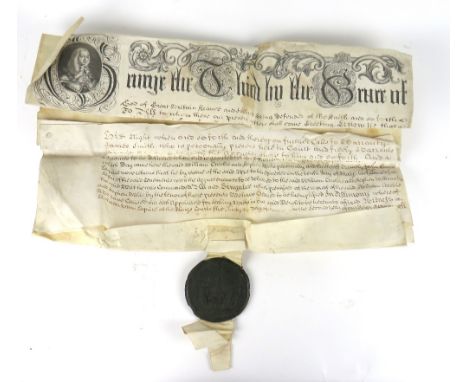 Relating to Lands in Co. Kerry, 1762  Manuscript:&nbsp;Large document on Vellum, in English, 3 membranes. Royal portrait at t