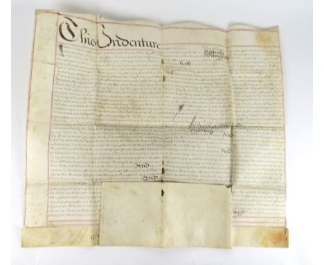 With very large Manuscript Map, 1741  Co. Dublin:&nbsp;Grant of lands in the Parish of Monkstown. Indenture on vellum, dated 