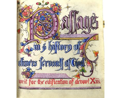 Delightful Mid-19th Century Illuminated Manuscript Sisters of Mercy:&nbsp;&nbsp;A.M.D.C. - Passage..my? History of Divers Ser