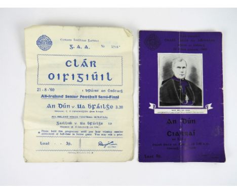 1960 All-Ireland Football Final  Programme: G.A.A. (Football 1960) Official Programme - Down v. Kerry, 25.9.1960, Croke Park,