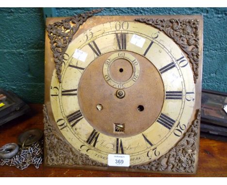 John Baylis, Tewkesbury, a circa 1760, 11in brass longcase clock dial, with a four pillar movement striking on a bell