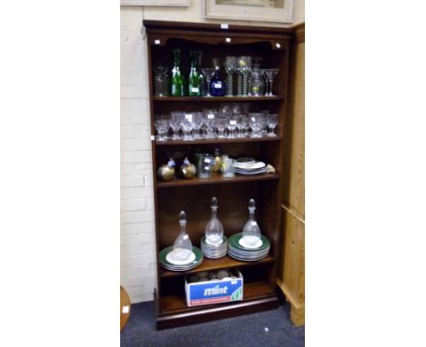 A mahogany veneered four shelf floor standing open bookcase