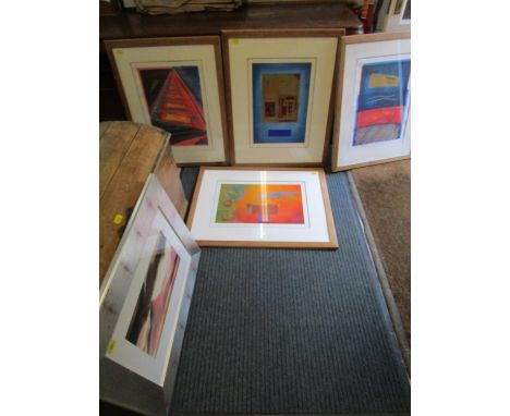 A framed and glazed watercolour, signed limited edition prints, and various pastel studio portrait studies 