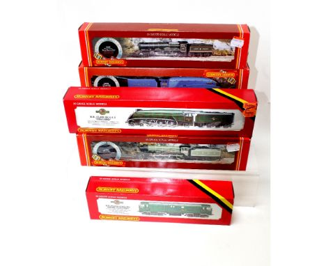 Five boxed Hornby OO gauge engines, GWR K Class, 'King Henry VIII' with crew and vacuum pipes, B.R. Class AA4 4-6-2 'Mallard'